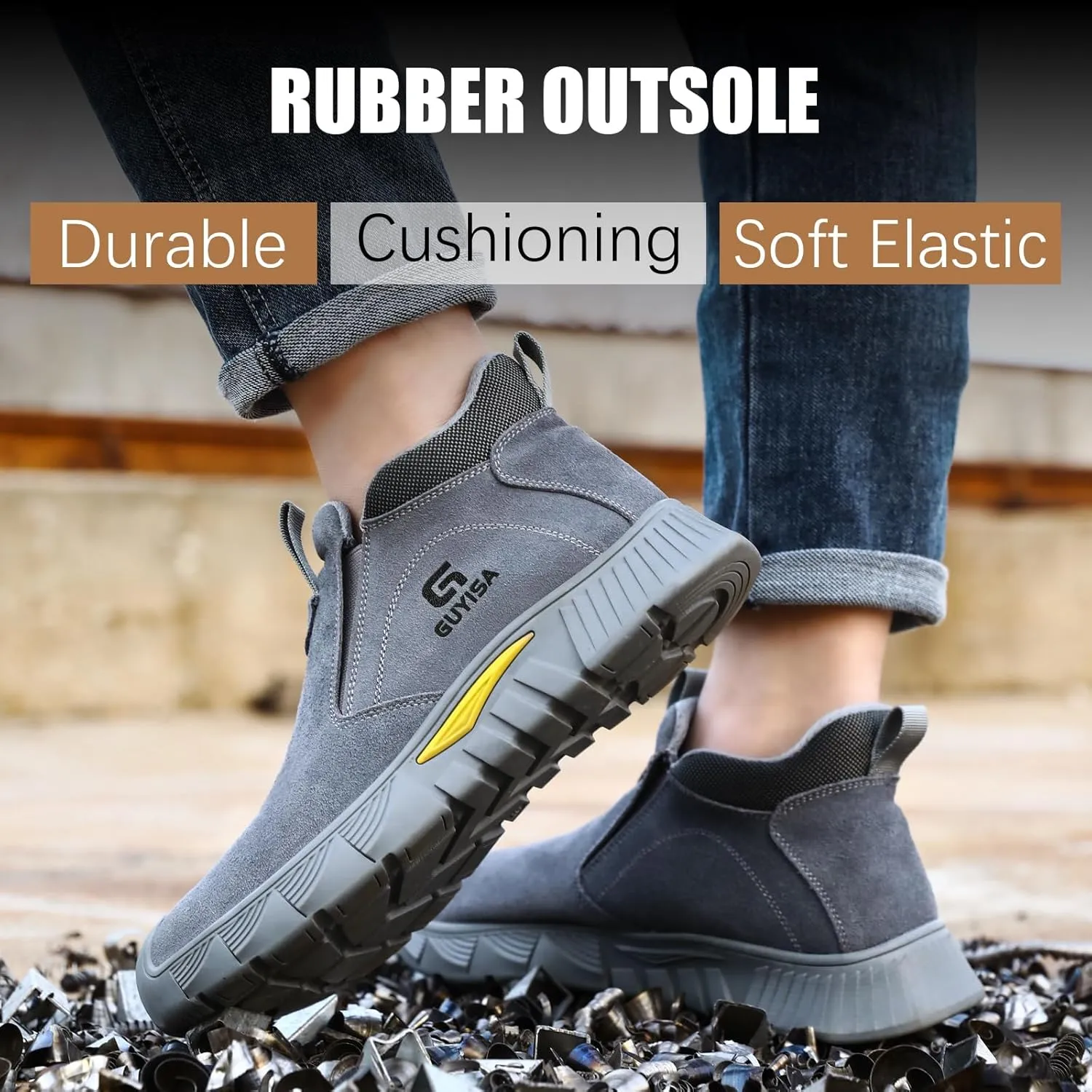 GLANOUDUN Welding Work Boots for Men Slip on Steel Toe Shoes for Men Indestructible Steel Toe Boots Welder Men's Working Shoes Fireproof Safety Footwear for Construction Men's Work & Safety Footwear