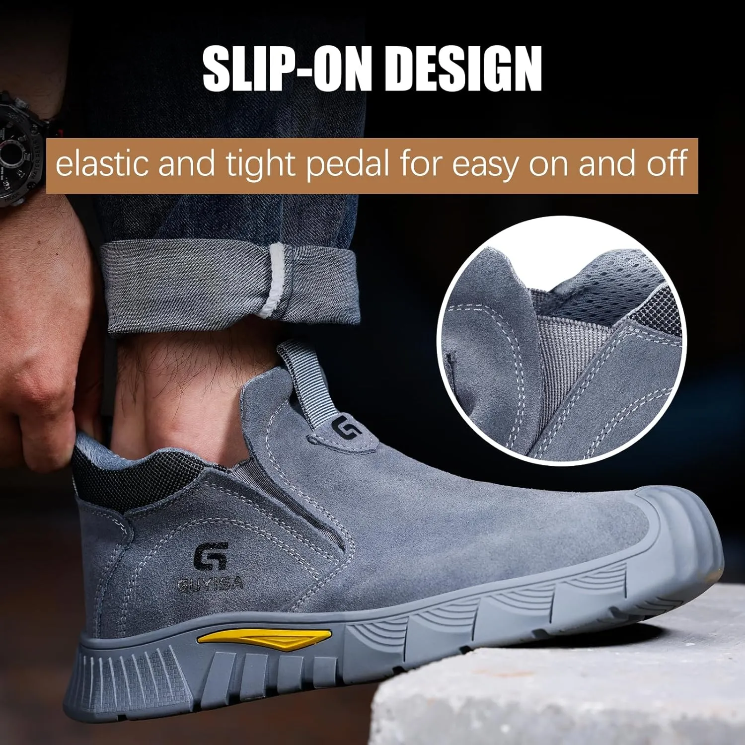 GLANOUDUN Welding Work Boots for Men Slip on Steel Toe Shoes for Men Indestructible Steel Toe Boots Welder Men's Working Shoes Fireproof Safety Footwear for Construction Men's Work & Safety Footwear