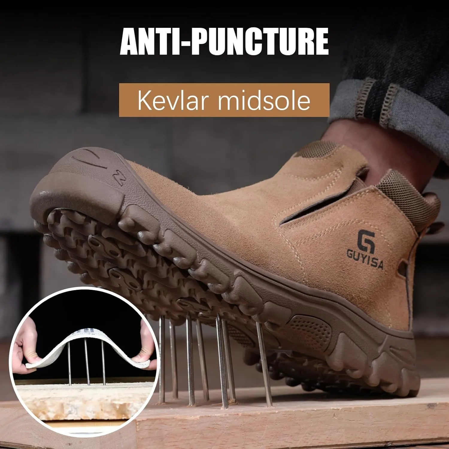 GLANOUDUN Welding Work Boots for Men Slip on Steel Toe Shoes for Men Indestructible Steel Toe Boots Welder Men's Working Shoes Fireproof Safety Footwear for Construction Men's Work & Safety Footwear