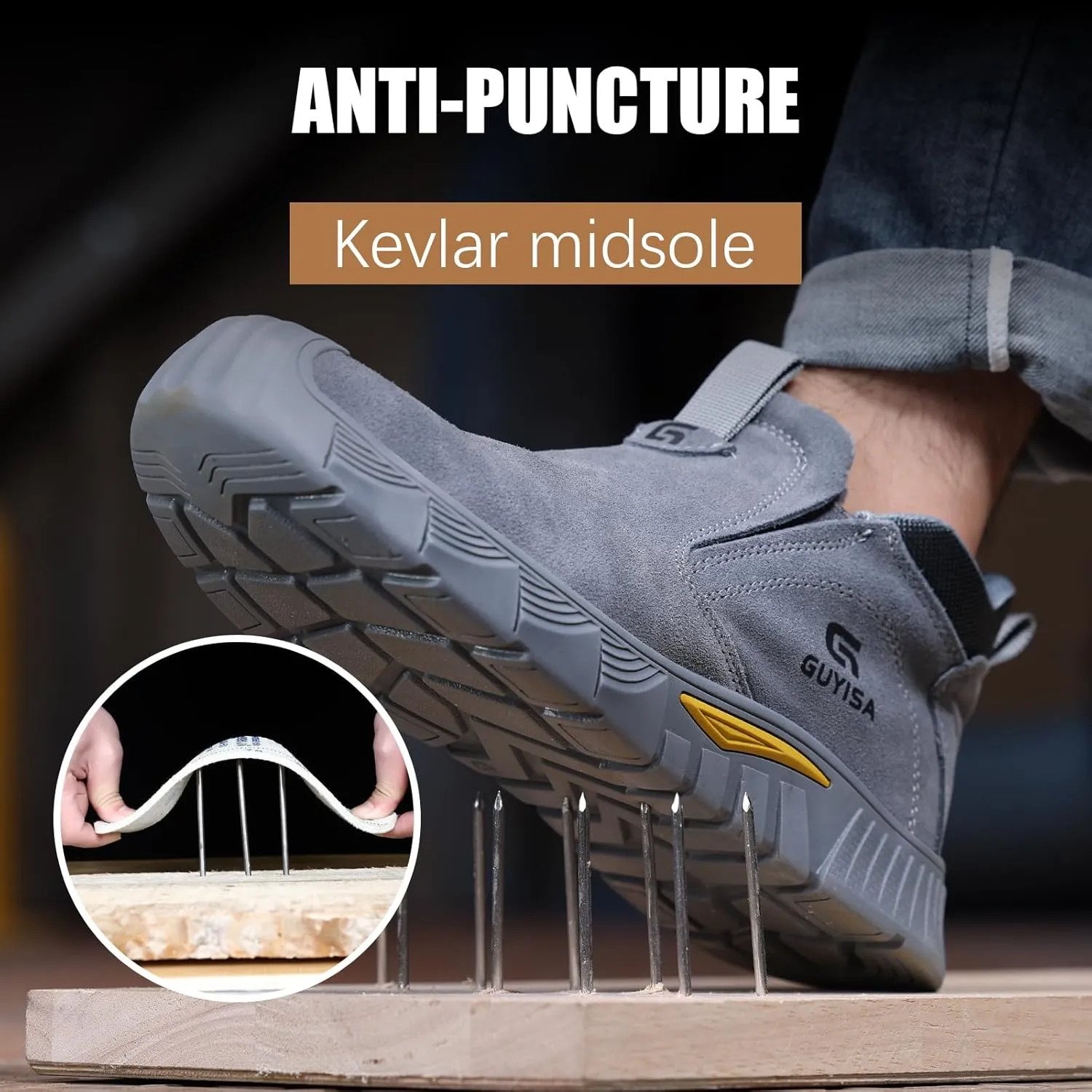 GLANOUDUN Welding Work Boots for Men Slip on Steel Toe Shoes for Men Indestructible Steel Toe Boots Welder Men's Working Shoes Fireproof Safety Footwear for Construction Men's Work & Safety Footwear