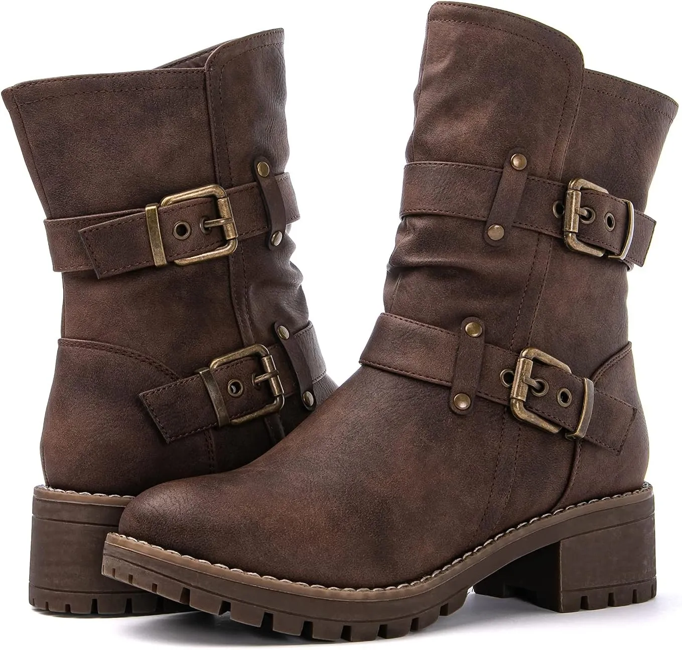 GLOBALWIN Women's Biker Boots, Black, GW-W21YY13, Ankle Boots, Bootie, Zip Closure, Block Heel, All-Day Comfort, Versatile, Ethically Made