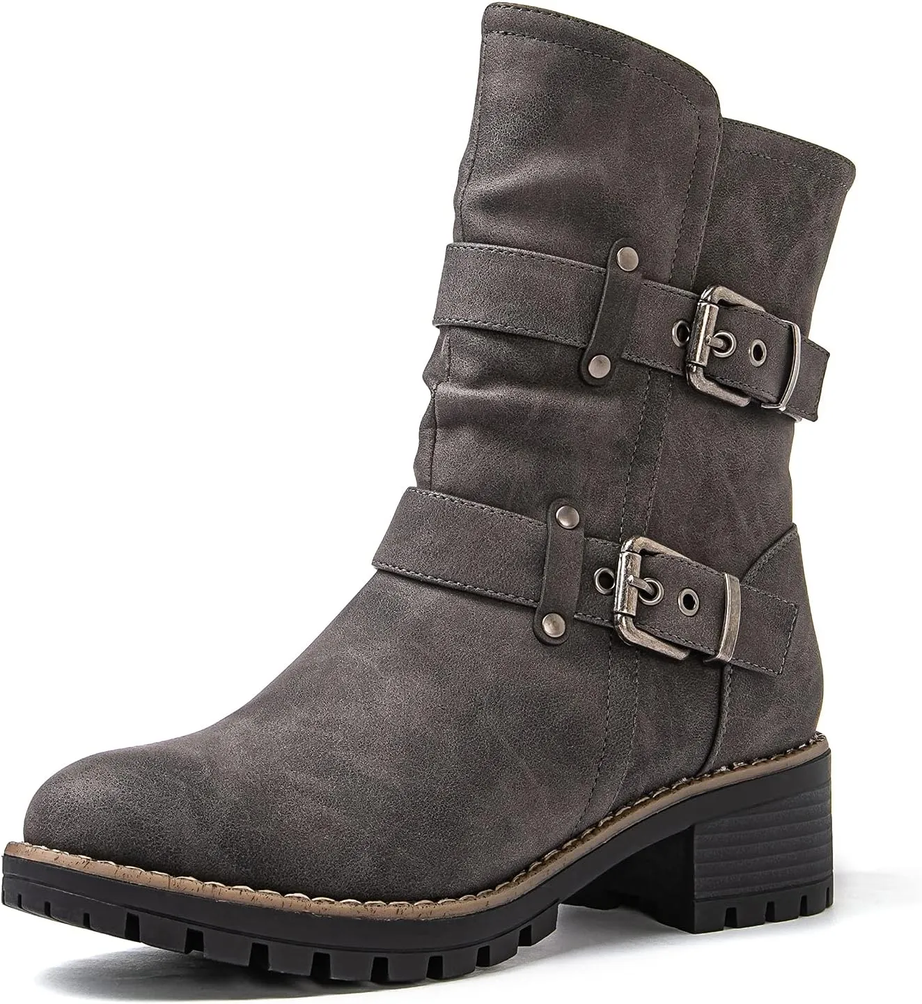 GLOBALWIN Women's Biker Boots, Black, GW-W21YY13, Ankle Boots, Bootie, Zip Closure, Block Heel, All-Day Comfort, Versatile, Ethically Made