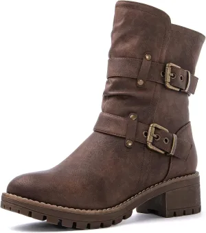 GLOBALWIN Women's Biker Boots, Black, GW-W21YY13, Ankle Boots, Bootie, Zip Closure, Block Heel, All-Day Comfort, Versatile, Ethically Made