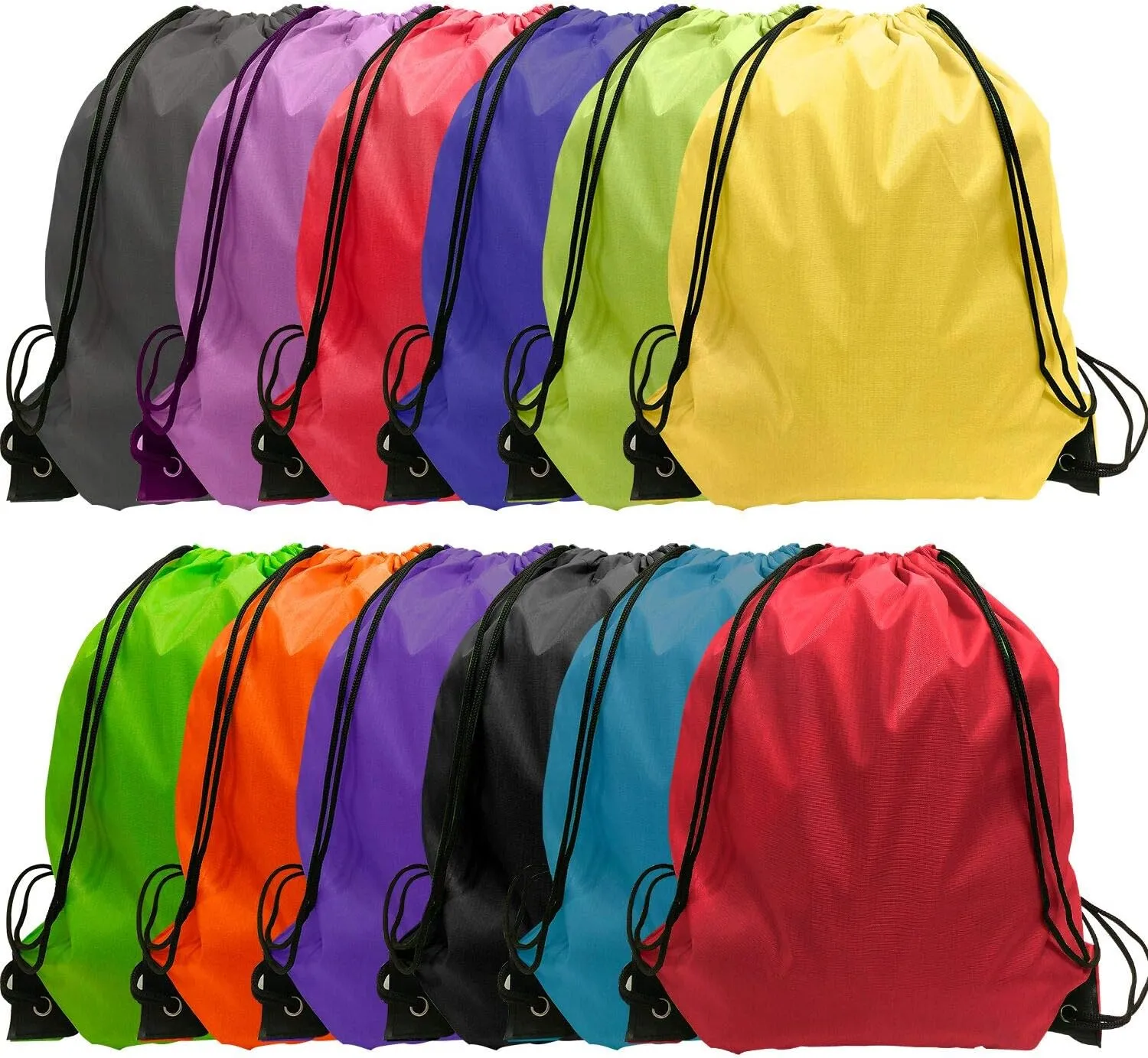 GoodtoU Drawstring Backpack Bulk Nylon Drawstring Bag String Backpack Bulk for Gym Party Trip, 12 Colors