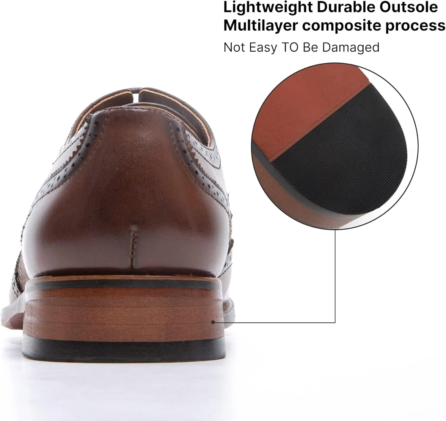 Goor Men's Oxfords Classic Wing Tip Casual Dress Shoes Comfortable Breathable Formal Leather Shoes Applicable to Business,Work,Party,Wedding,Daily Walk