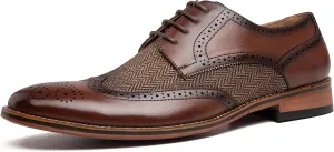 Goor Men's Oxfords Classic Wing Tip Casual Dress Shoes Comfortable Breathable Formal Leather Shoes Applicable to Business,Work,Party,Wedding,Daily Walk