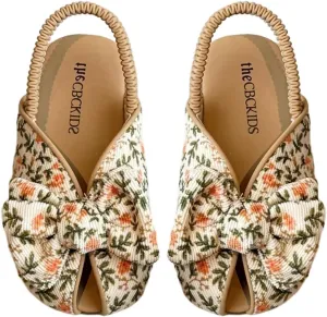 GORGLITTER Girl's Floral Bow Flat Sandals Closed Toe Ankle Strap Boho Cute Summer Slip on Shoes