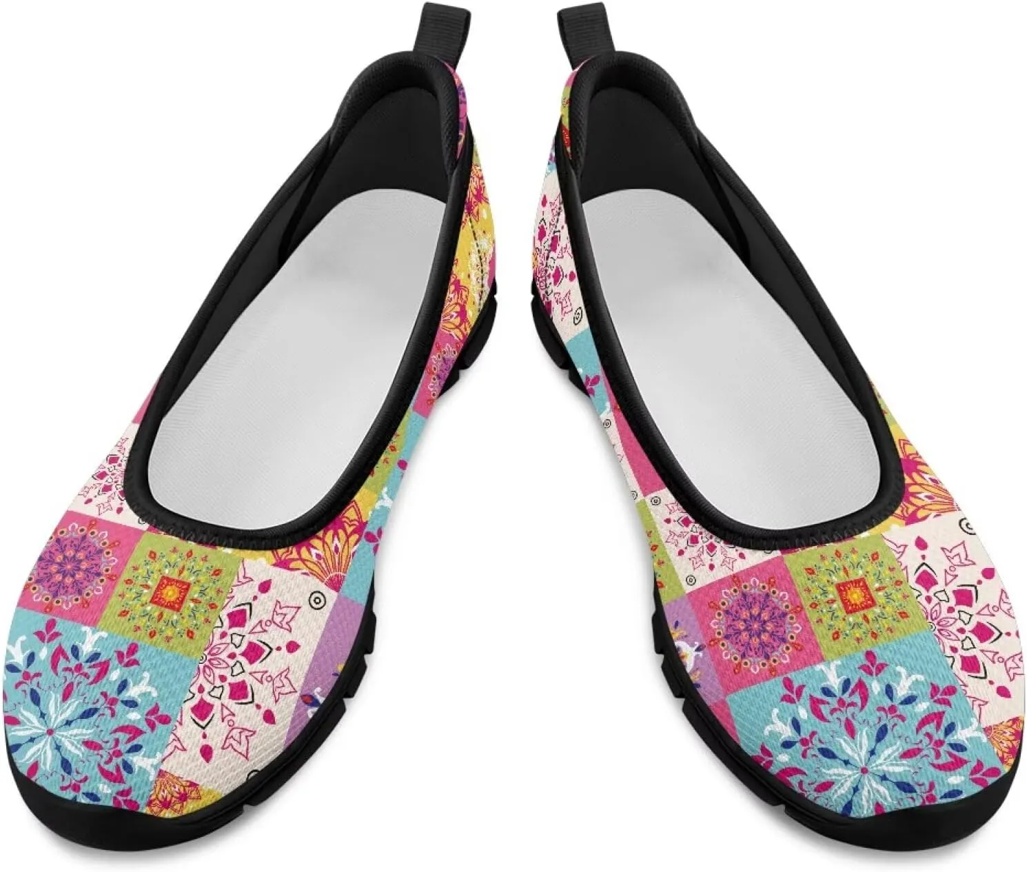 GOSTONG Slip-on Flats Shoes for Women Comfort Non Slip Walking Shoes Round Toe Loafers Outdoor Sneakers Black Sole Size 6-11