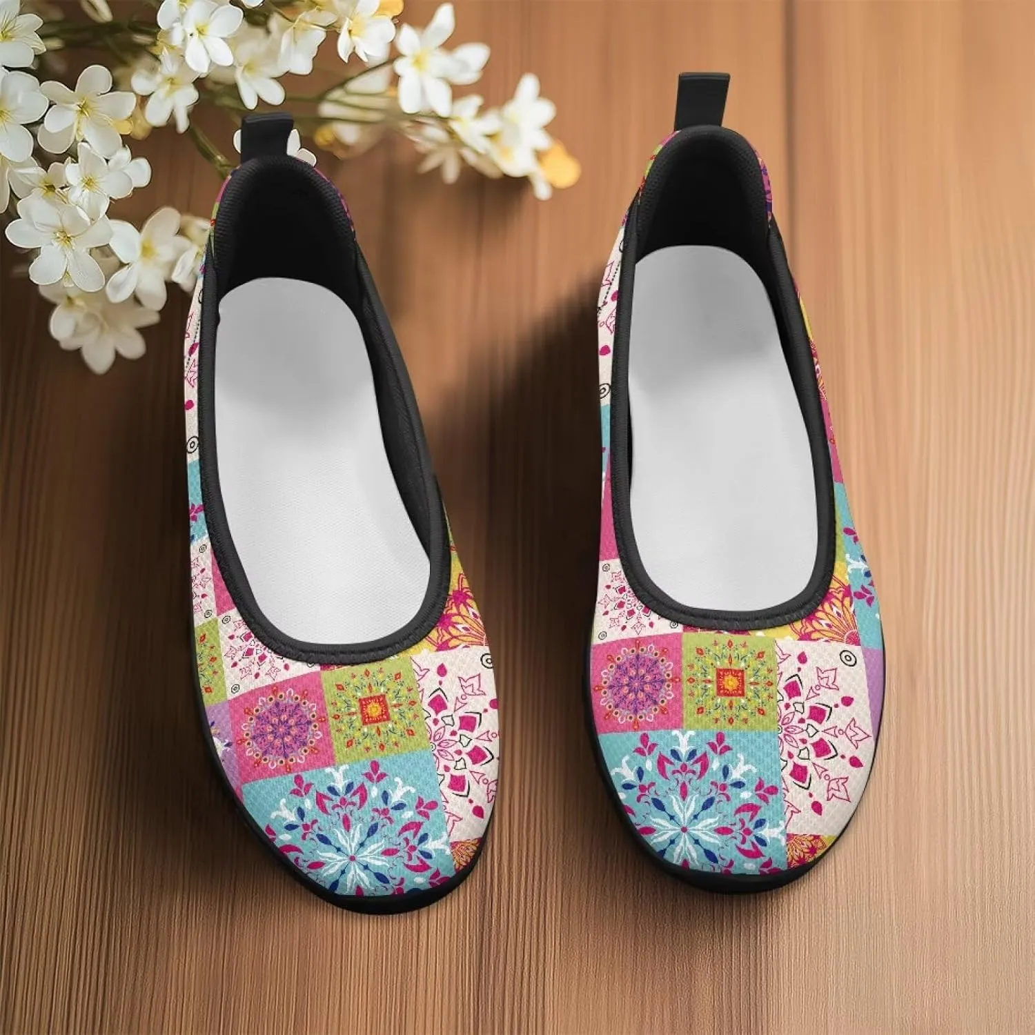 GOSTONG Slip-on Flats Shoes for Women Comfort Non Slip Walking Shoes Round Toe Loafers Outdoor Sneakers Black Sole Size 6-11