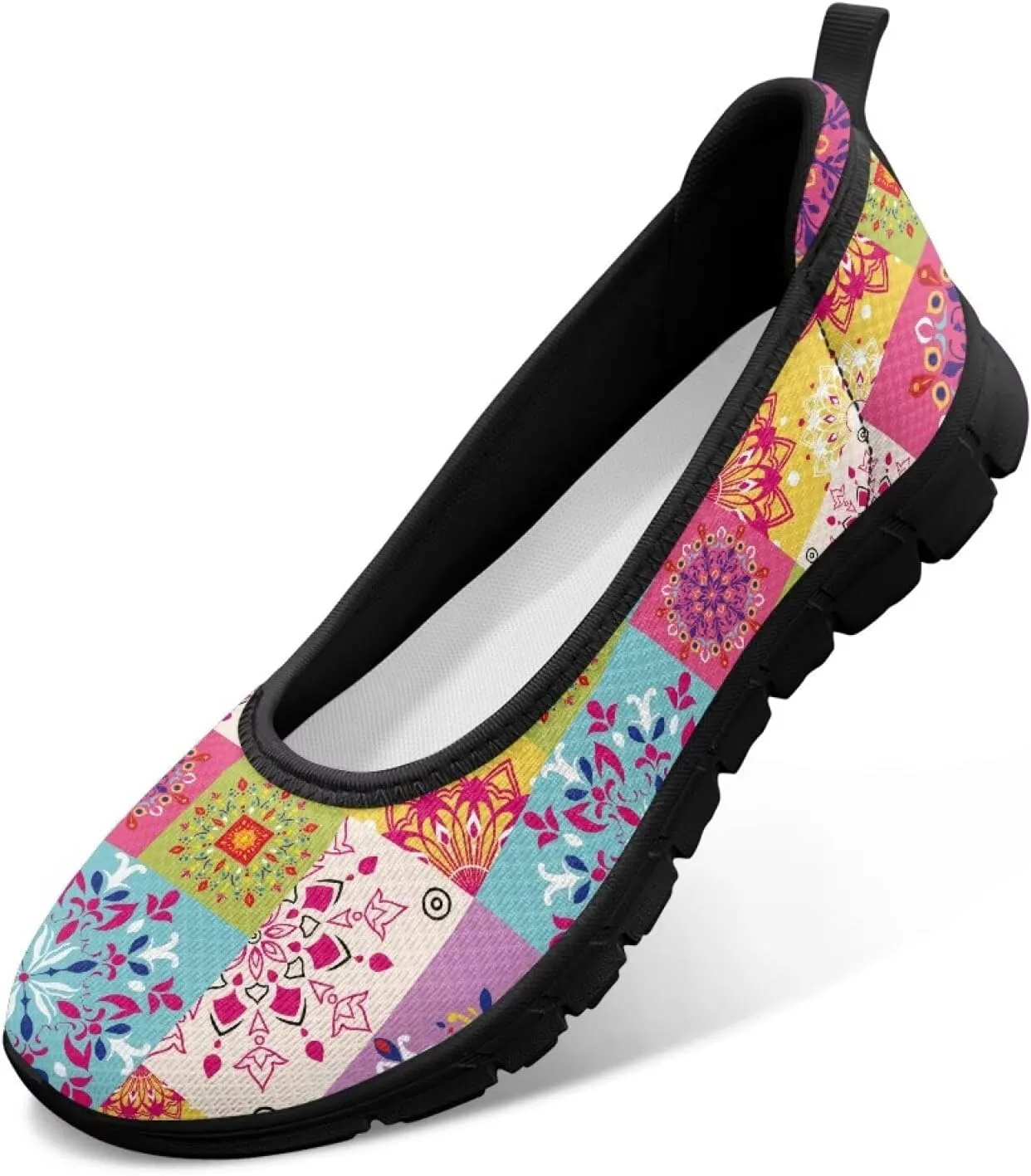 GOSTONG Slip-on Flats Shoes for Women Comfort Non Slip Walking Shoes Round Toe Loafers Outdoor Sneakers Black Sole Size 6-11