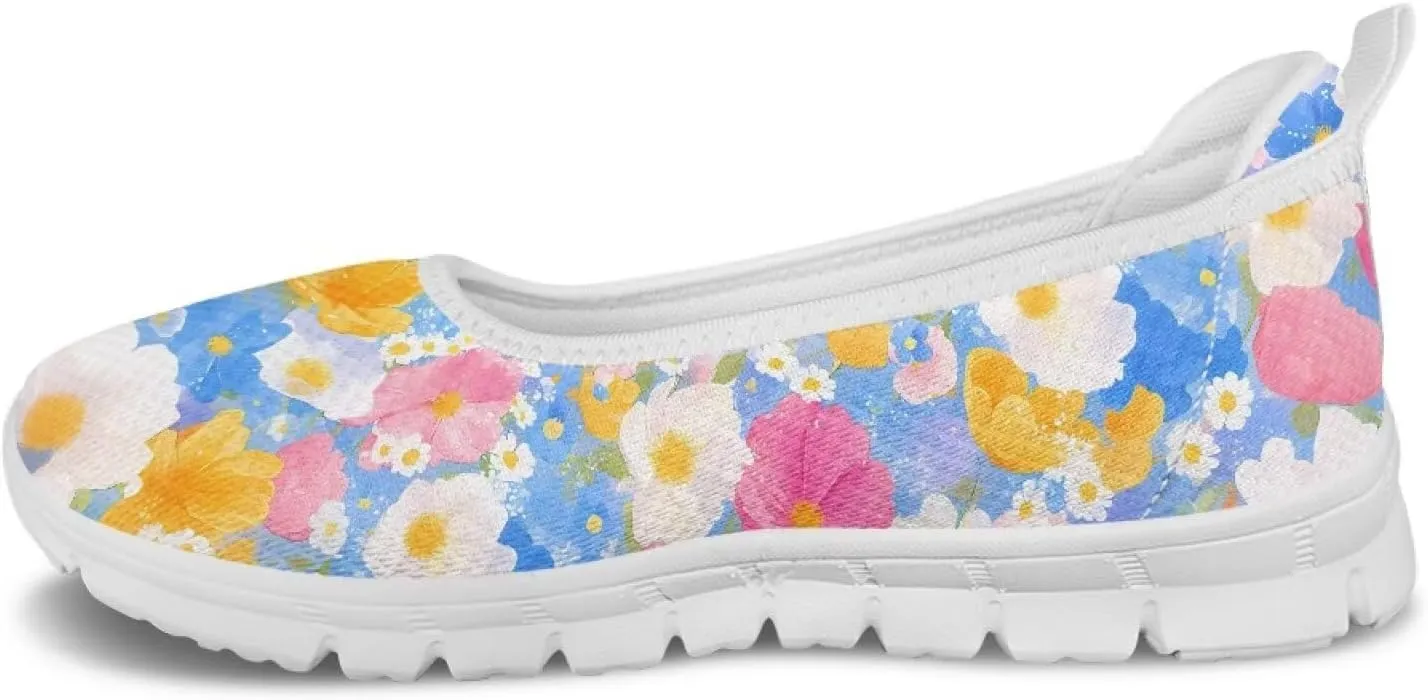 GOSTONG Women's Slip On Flat Shoes Breathable Mesh Casual Sneakers Non-Slip Lightweight Flats for Walking & Work White Sole Size 6-11