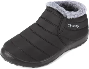 gracosy Warm Snow Boots, Winter Warm Ankle Boots, Fur Lining Boots,Waterproof Thickening Winter Shoes for Women and Men