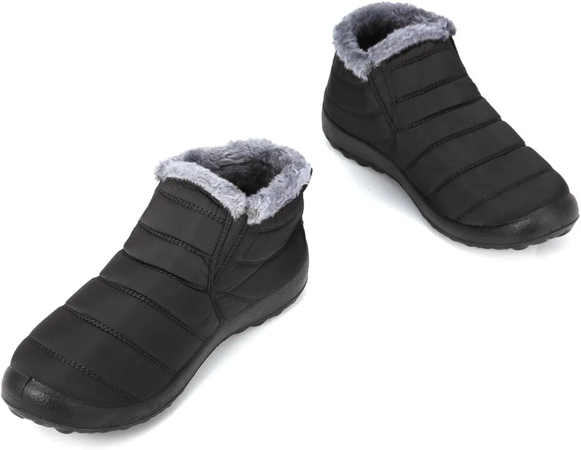 gracosy Warm Snow Boots, Winter Warm Ankle Boots, Fur Lining Boots,Waterproof Thickening Winter Shoes for Women and Men