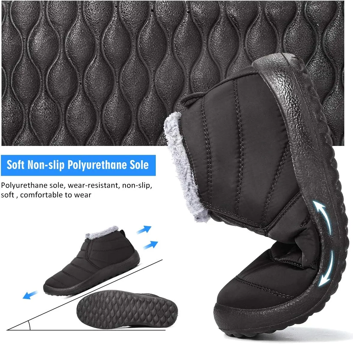 gracosy Warm Snow Boots, Winter Warm Ankle Boots, Fur Lining Boots,Waterproof Thickening Winter Shoes for Women and Men