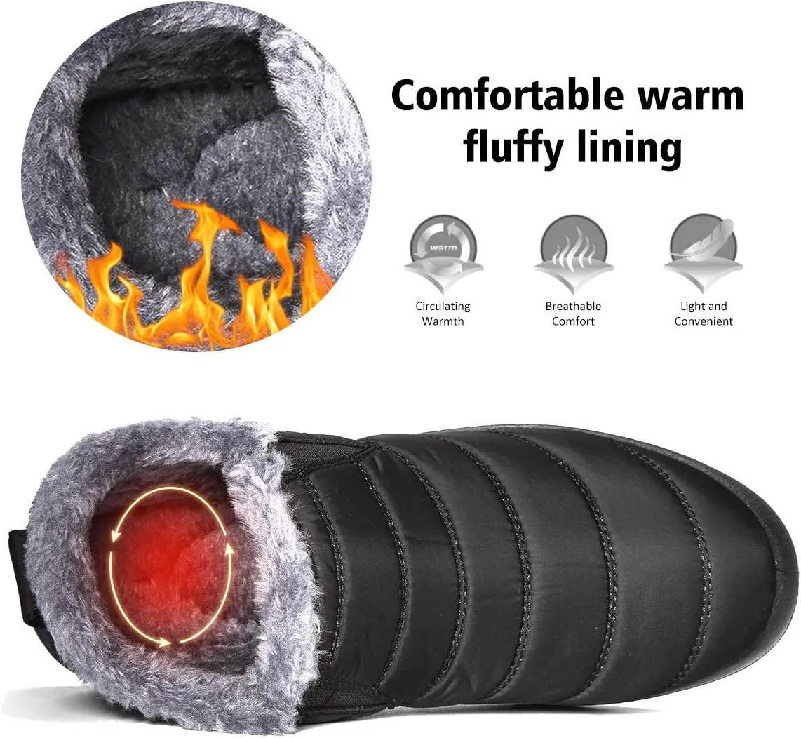 gracosy Warm Snow Boots, Winter Warm Ankle Boots, Fur Lining Boots,Waterproof Thickening Winter Shoes for Women and Men