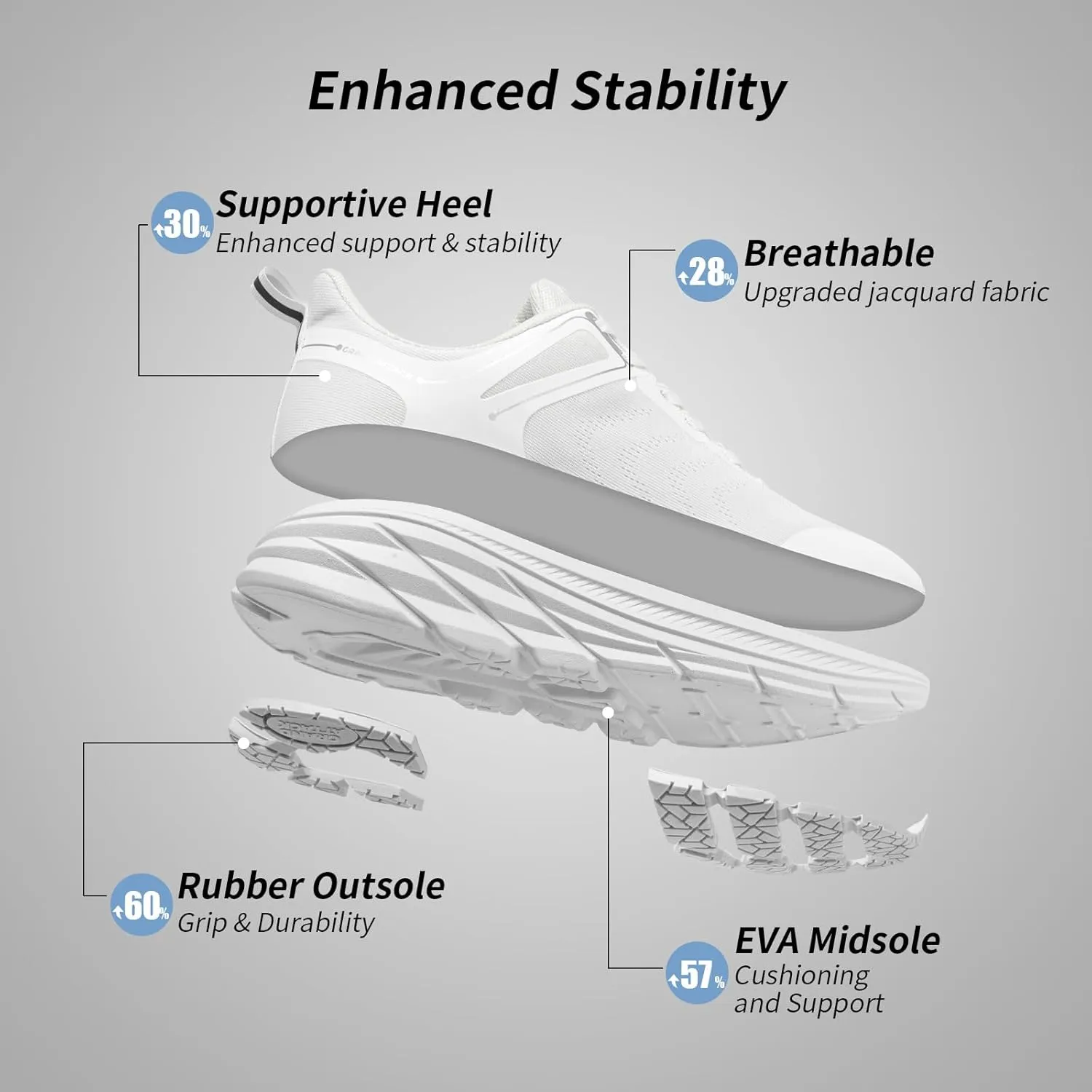 Grand Attack Men's Road Running Walking Shoes | Max Cushioned Comfort | Durable Non-Slip | Breathable Athletic Tennis Cross-Training Sneakers