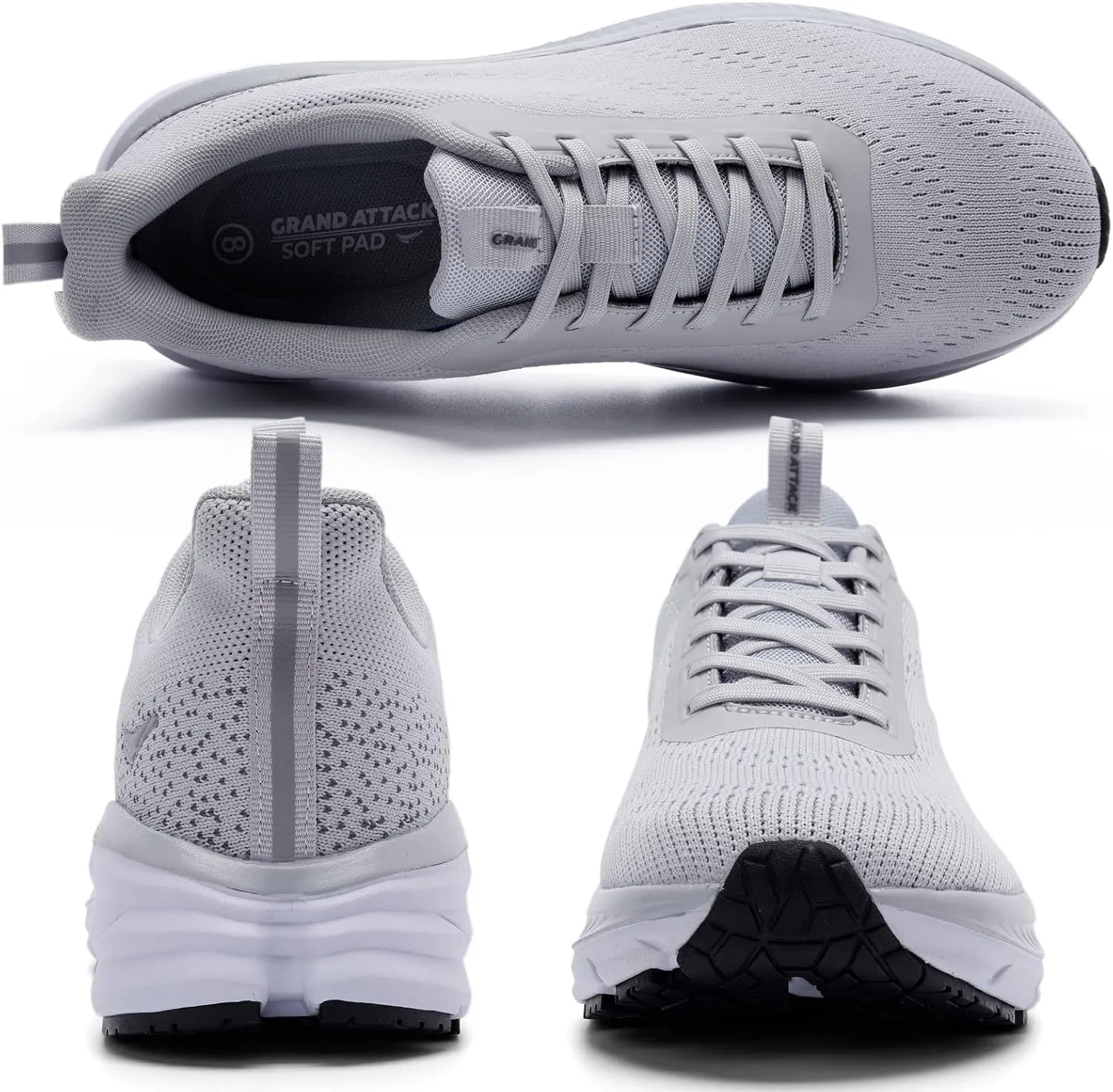 Grand Attack Men's Road Running Walking Shoes | Max Cushioned Comfort | Durable Non-Slip | Breathable Athletic Tennis Cross-Training Sneakers