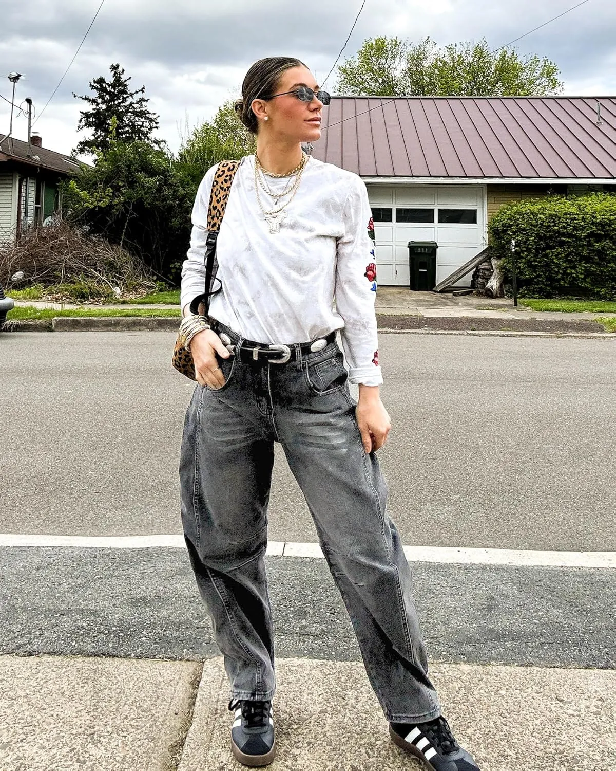 GRAPENT Barrel Jeans for Women Trendy High Waisted Wide Leg Baggy Cropped Relax Fit Stretch Denim Trouser Ankle Pants