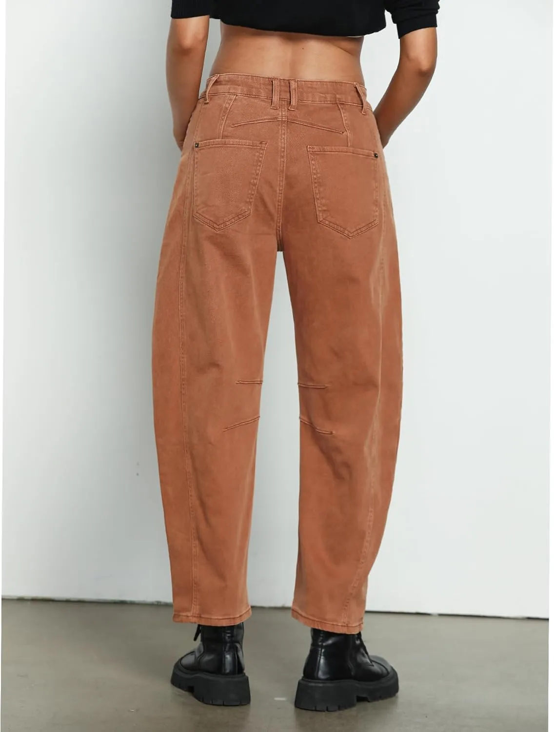 GRAPENT Barrel Jeans for Women Trendy High Waisted Wide Leg Baggy Cropped Relax Fit Stretch Denim Trouser Ankle Pants