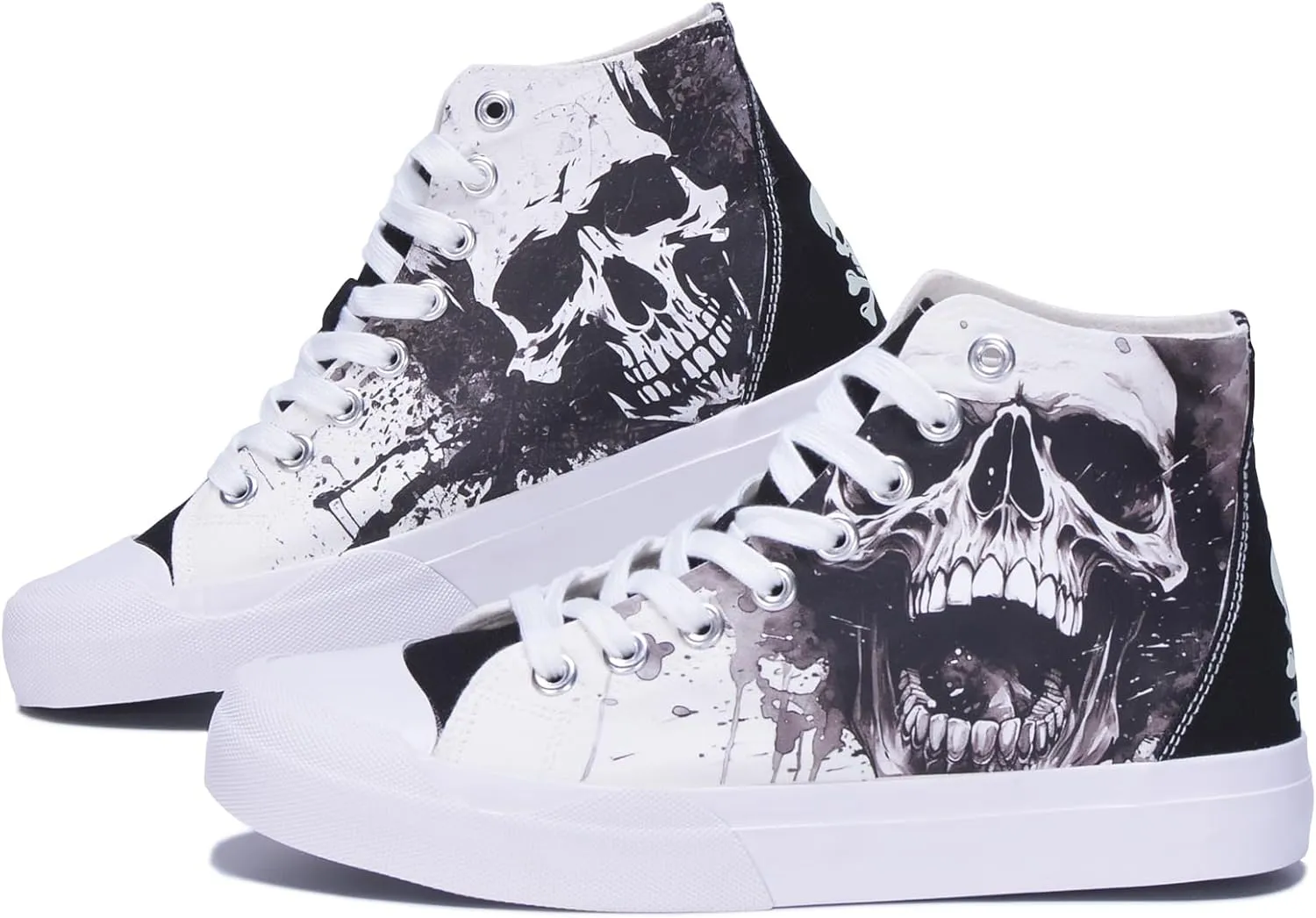 Halloween Skull Shoes for Men Casual High Tops Women Fashion Sneakers White Comfortable Walking Shoes