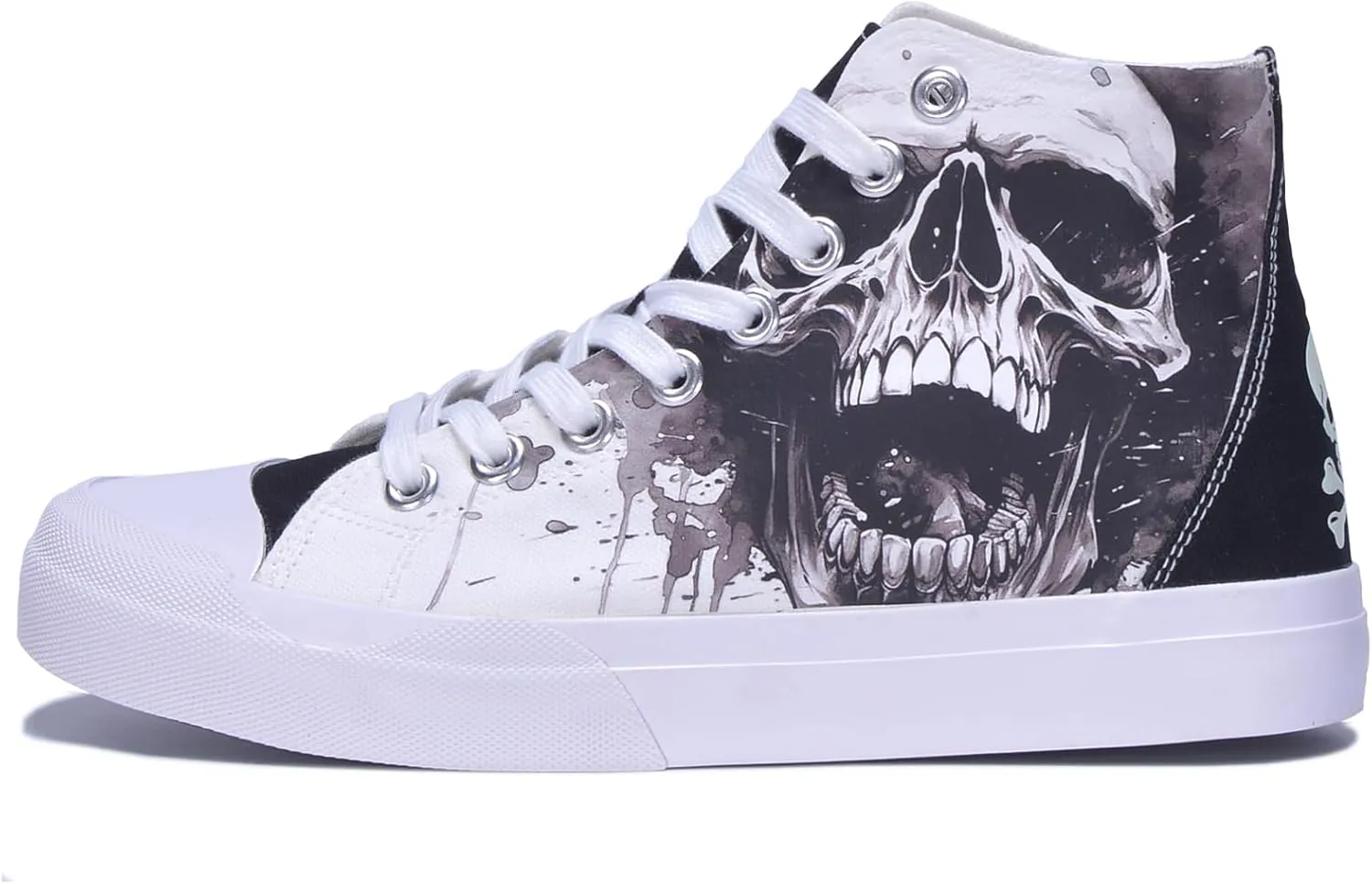 Halloween Skull Shoes for Men Casual High Tops Women Fashion Sneakers White Comfortable Walking Shoes
