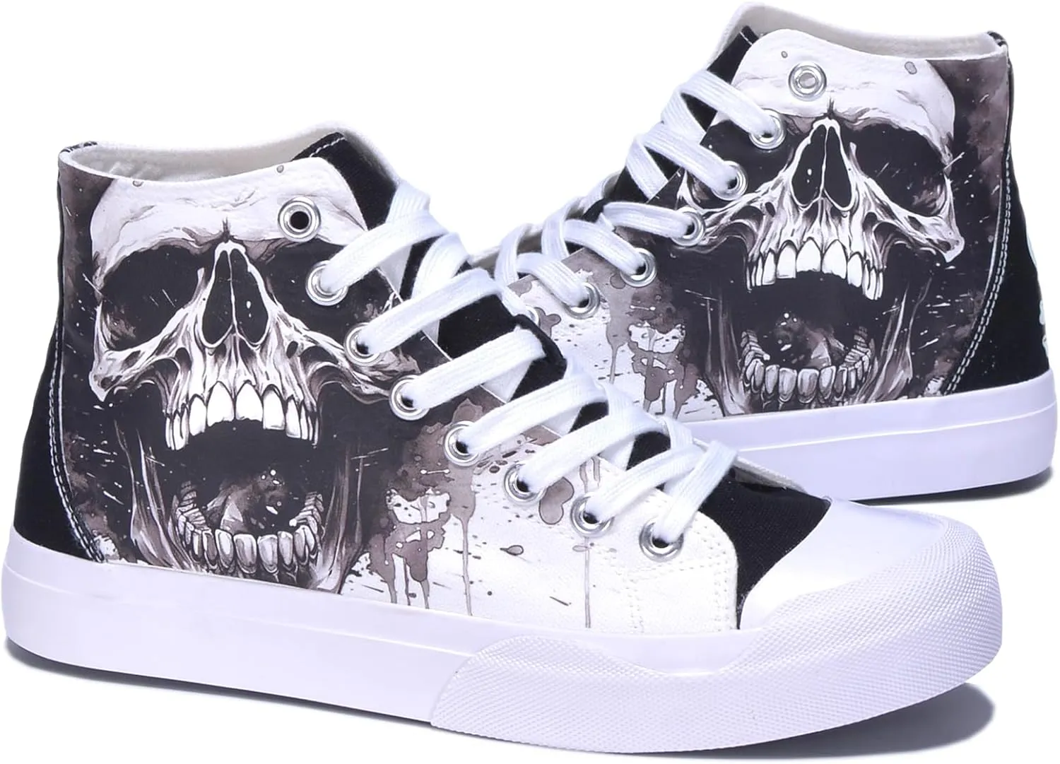 Halloween Skull Shoes for Men Casual High Tops Women Fashion Sneakers White Comfortable Walking Shoes