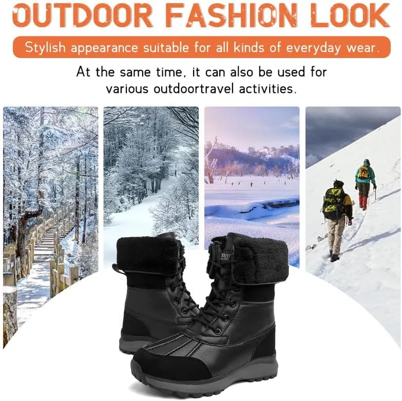 Hanani Womens Snow Boots Warm Fur Lined Winter Boots Anti Slip Ankle Boots Mid Calf Snowboots Waterproof and Cold-Resistant Outdoor Walking Shoes for Women