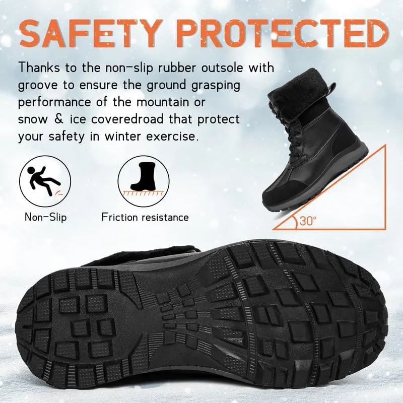 Hanani Womens Snow Boots Warm Fur Lined Winter Boots Anti Slip Ankle Boots Mid Calf Snowboots Waterproof and Cold-Resistant Outdoor Walking Shoes for Women