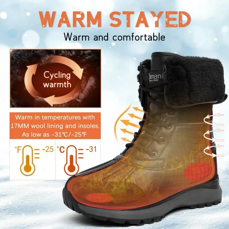 Hanani Womens Snow Boots Warm Fur Lined Winter Boots Anti Slip Ankle Boots Mid Calf Snowboots Waterproof and Cold-Resistant Outdoor Walking Shoes for Women