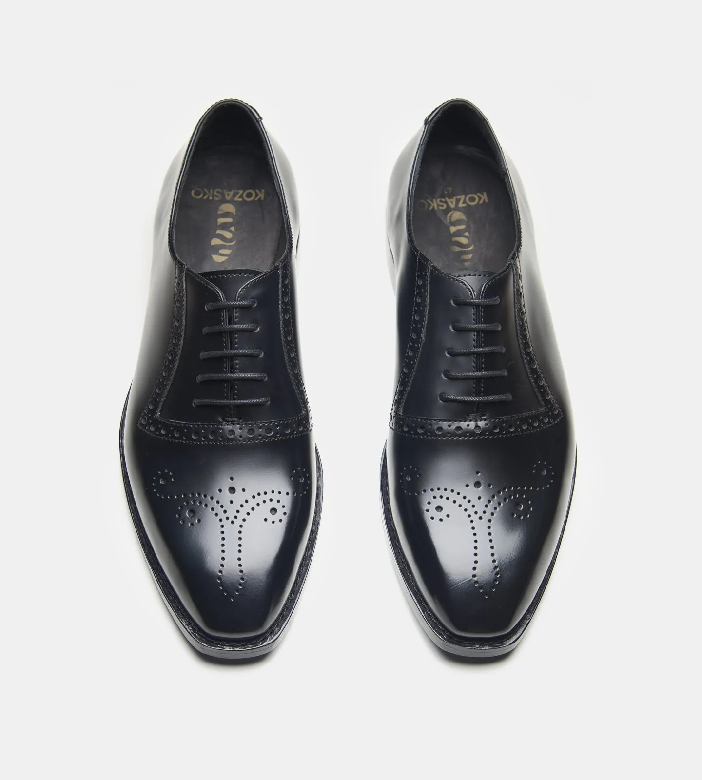 Hand-Welted Black Michigan Calf Brogue Oxfords