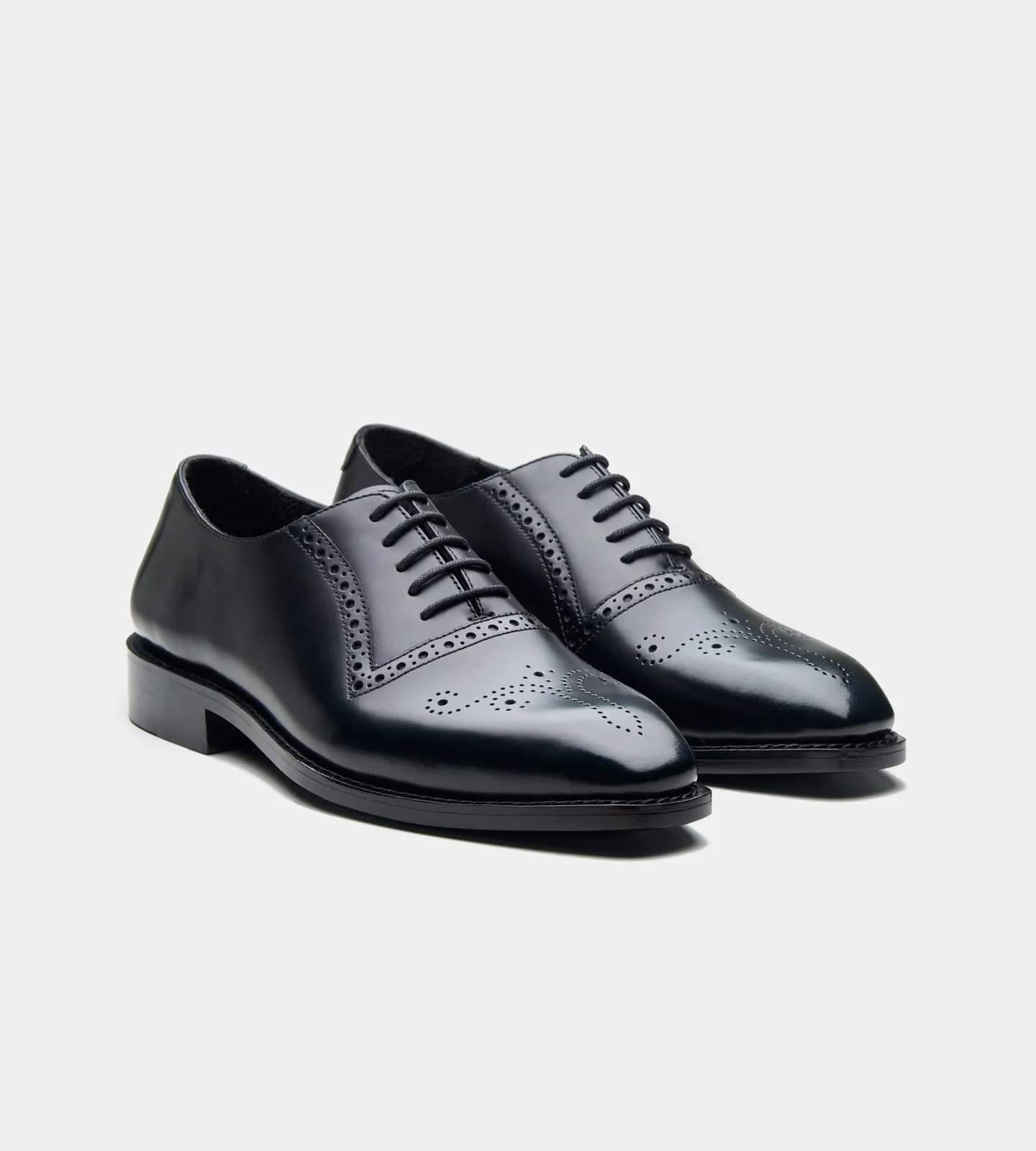 Hand-Welted Black Michigan Calf Brogue Oxfords