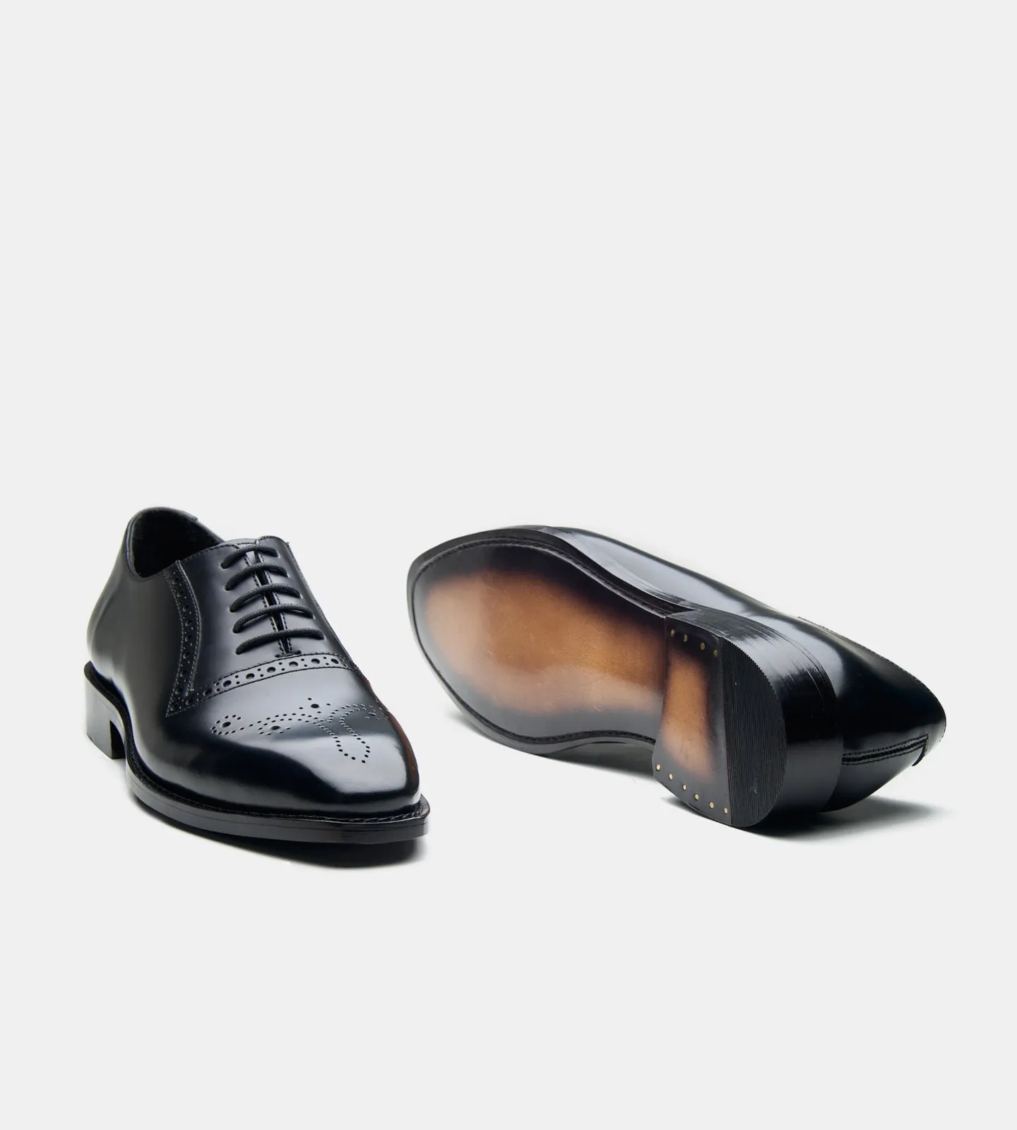 Hand-Welted Black Michigan Calf Brogue Oxfords