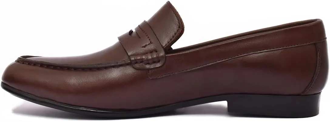 Handcrafted Brown Leather Loafers Shoes