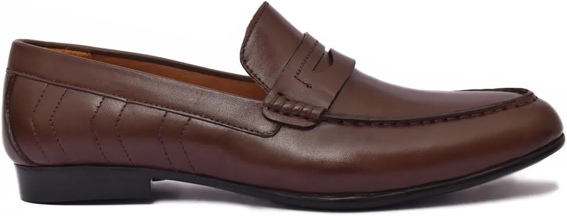 Handcrafted Brown Leather Loafers Shoes