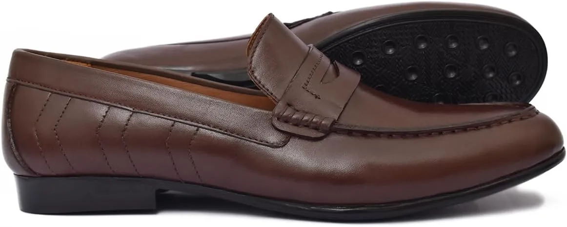 Handcrafted Brown Leather Loafers Shoes