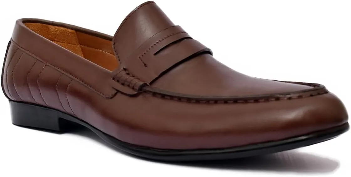Handcrafted Brown Leather Loafers Shoes