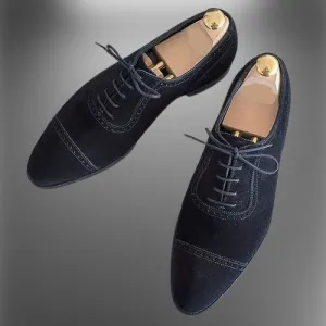Handmade Black Suede Oxfords for Men