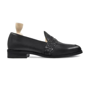 Handmade Custom Black Calf Leather Mens Loafers