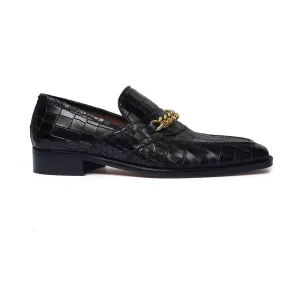 Handmade Custom Calf Leather Black Mens Loafers