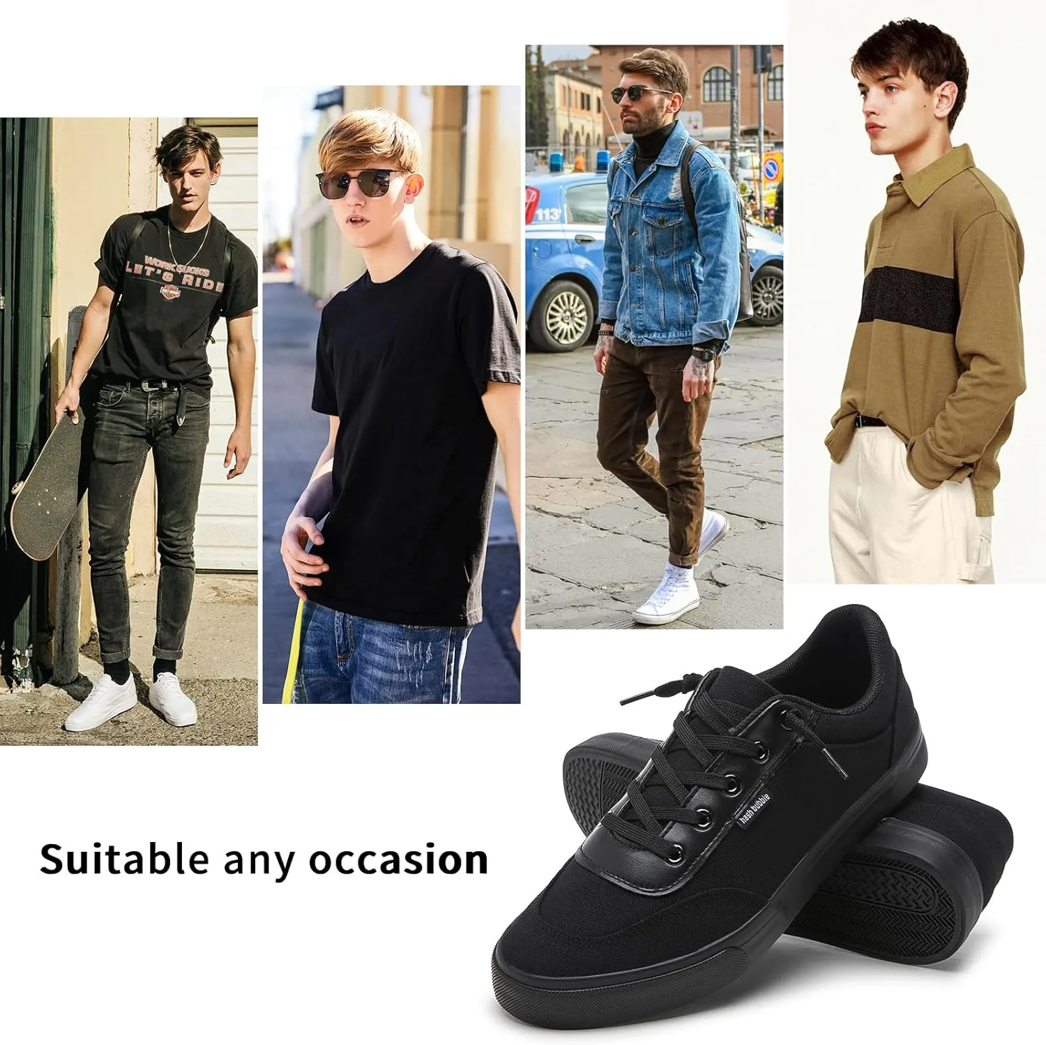 hash bubbie Unisex Slip on Sneakers Women's Canvas Sneakers Classic Non Slip Canvas Shoes Casual Tennis Shoes for Men