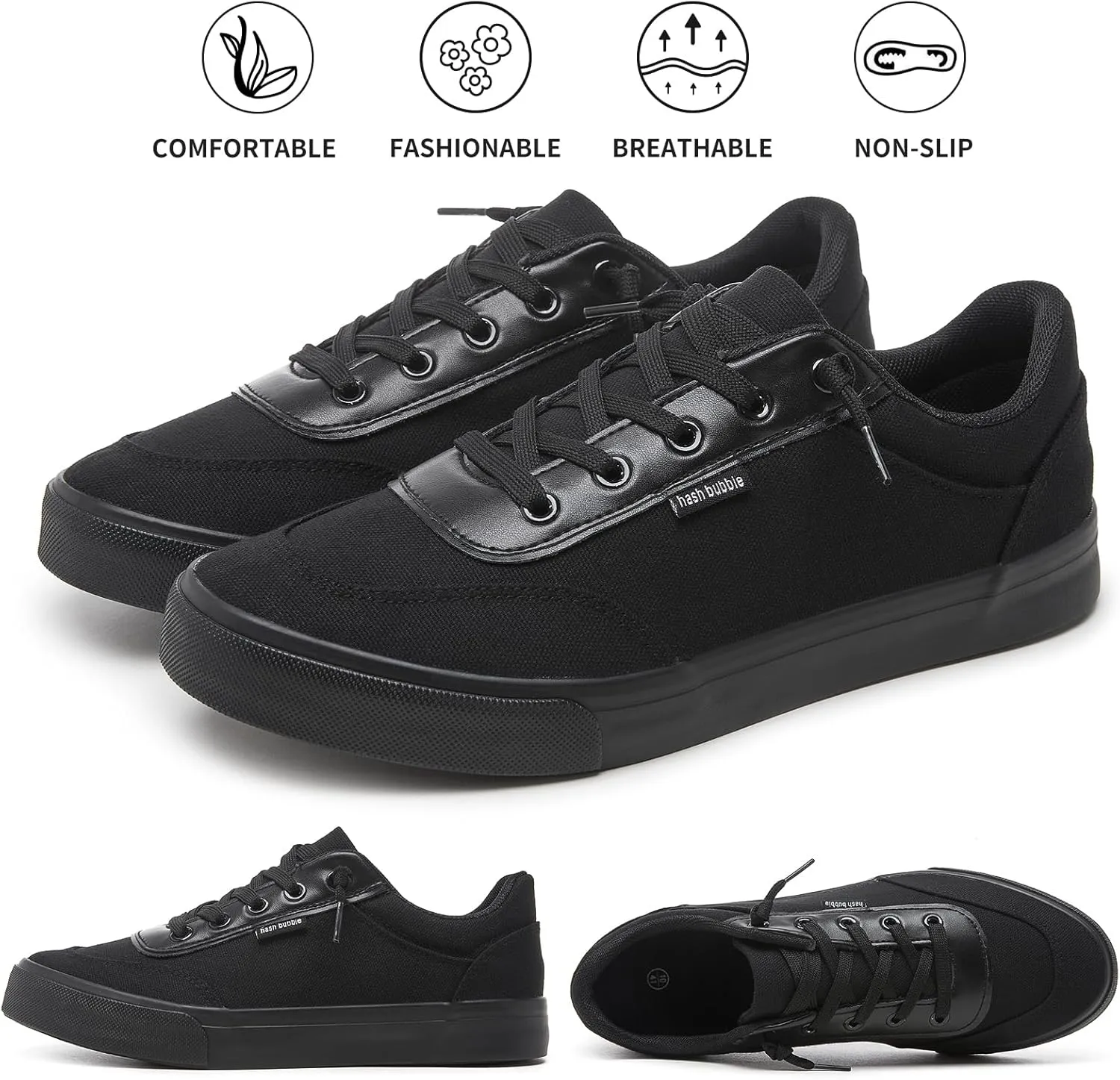 hash bubbie Unisex Slip on Sneakers Women's Canvas Sneakers Classic Non Slip Canvas Shoes Casual Tennis Shoes for Men