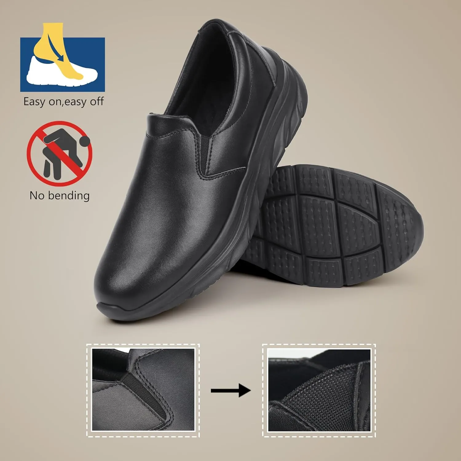 Hawkwell Men's Slip On Arch Support Lightweight Slip Resistant Comfortable Nursing Shoes