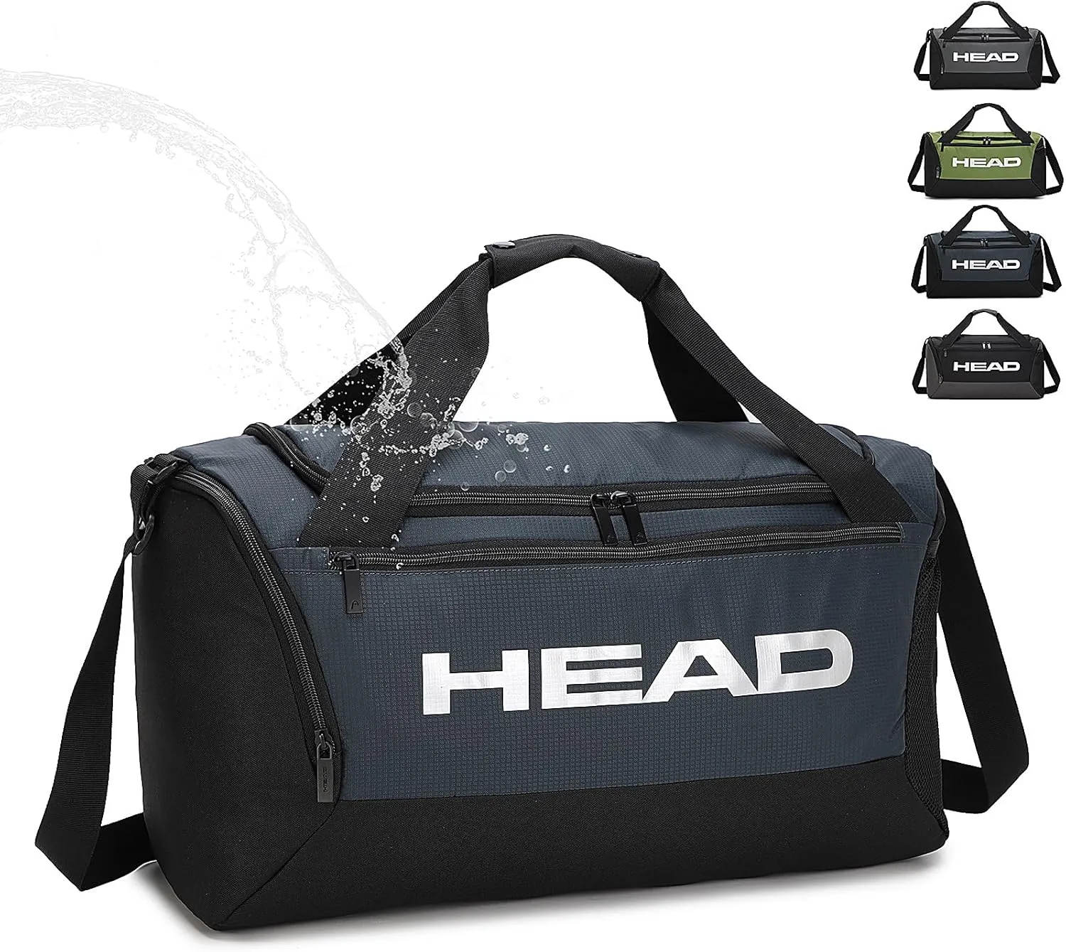 HEAD 45L Waterproof Tennis Duffel Bag for Men, Large Capacity Sports Gym Bags with Shoes Compartment, Lightweight Crossbody Duffle Bag for Business/Workout/Fitness/Weekender/Overnight