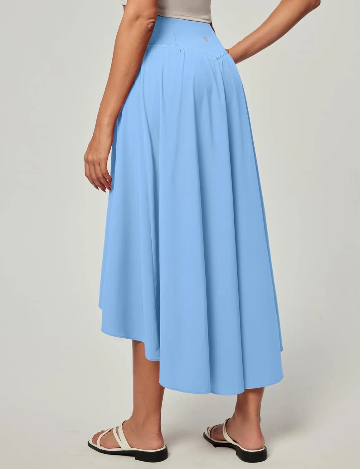 Heathyoga High Waist Wrap Skirt with Shorts Flowy Skirts for Women Trendy Summer Ruffle High Low Maxi Skirt with Slit