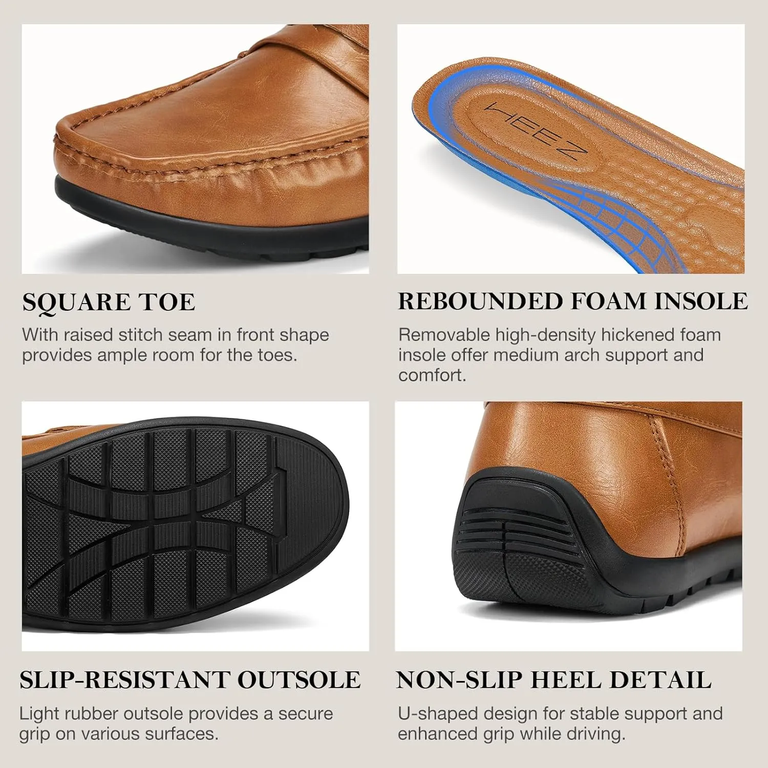HEEZ Men's Loafers Slip On Shoes Penny Loafers Dress Shoes Leather Casual Driving Boat Shoes for Men
