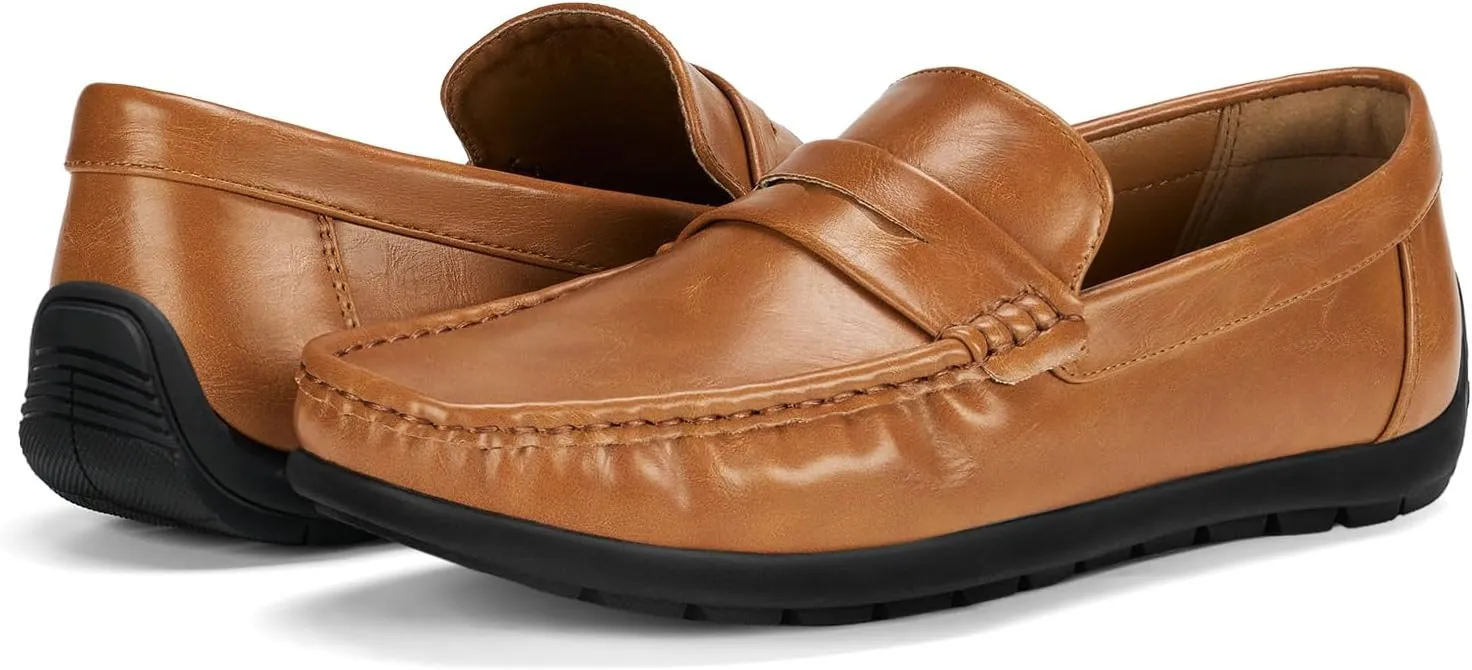 HEEZ Men's Loafers Slip On Shoes Penny Loafers Dress Shoes Leather Casual Driving Boat Shoes for Men