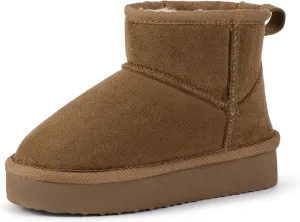 Hehainom Girls Boys Snow Boots Faux Fur Lined Warm Shoes for Toddler Little Big Kid Winter Ankle Boots