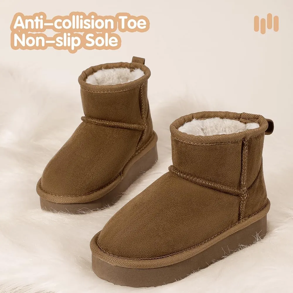 Hehainom Girls Boys Snow Boots Faux Fur Lined Warm Shoes for Toddler Little Big Kid Winter Ankle Boots