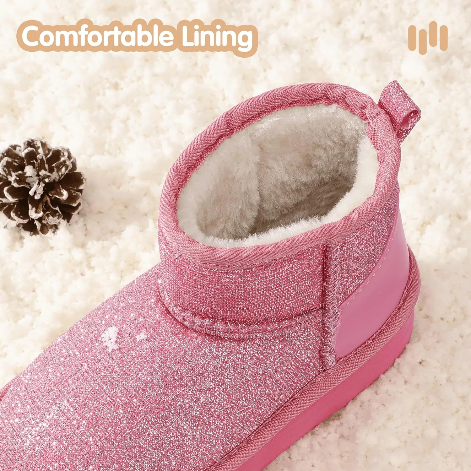Hehainom Girls Boys Snow Boots Faux Fur Lined Warm Shoes for Toddler Little Big Kid Winter Ankle Boots