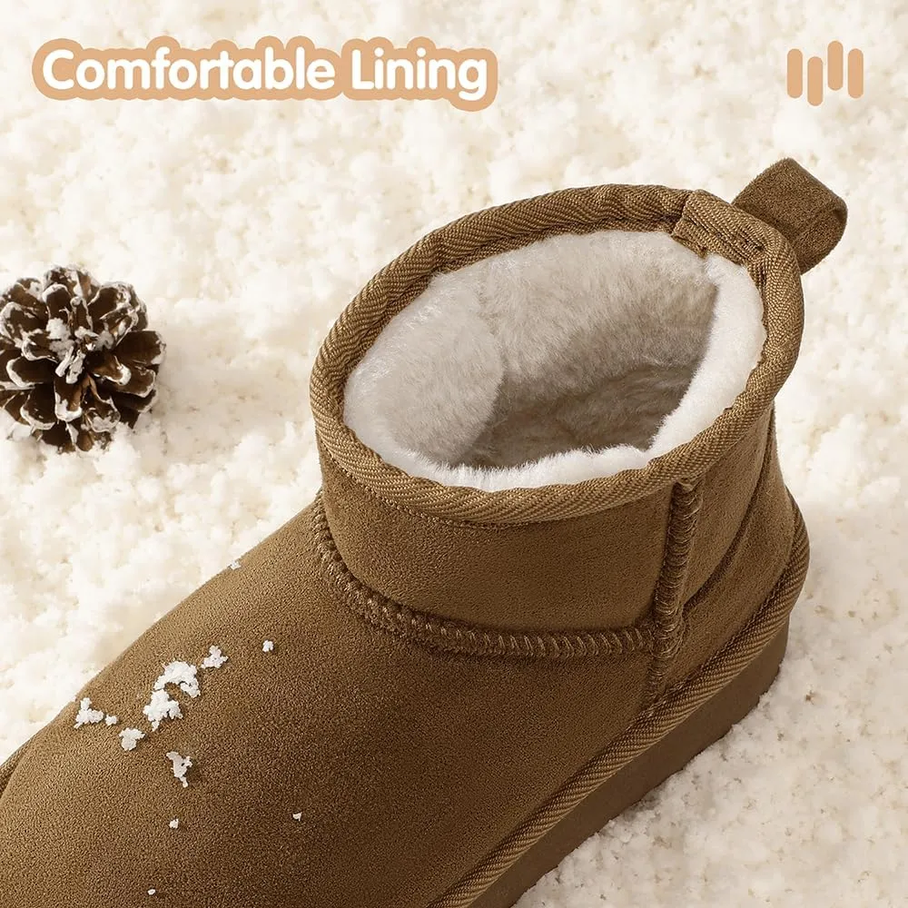 Hehainom Girls Boys Snow Boots Faux Fur Lined Warm Shoes for Toddler Little Big Kid Winter Ankle Boots